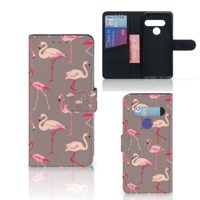 LG G8s Thinq Telefoonhoesje met Pasjes Flamingo - thumbnail