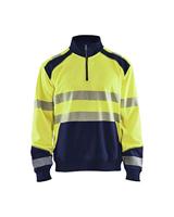 Blåkläder Sweatshirt halve rits High-Vis 35562528 | High-Vis Geel/Marineblauw | Maat S - 7330509610121 - thumbnail