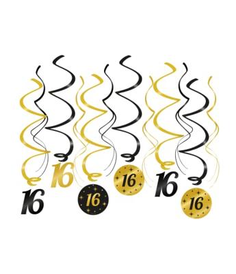 Classy Party Swirls 16 Jaar (12st)