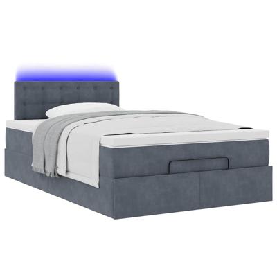 Ottoman bed met matras en LED's 140x190cm fluweel donkergrijs - thumbnail