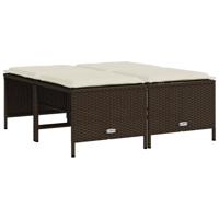 5-delige Loungeset met kussens poly rattan bruin - thumbnail