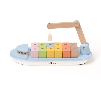 Classic World world houten blokkenboot met kraan, 13dlg.