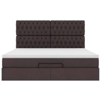 Ottoman bed met matras 160x200cm stof donkerbruin - thumbnail