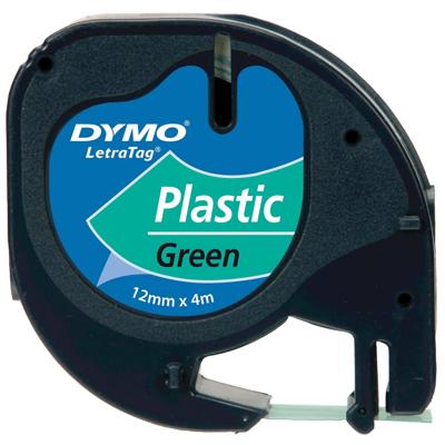 Labeltape dymo letratag plastic 12mm groen Labeltape dymo letratag plastic 12mm groen