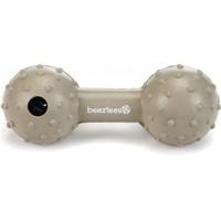 Rubber hondenspeeltje halter met bel massief beige 11.5 cm - thumbnail