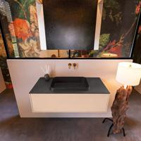 Badkamermeubelset Mondiaz Erin 100 cm met 1 Lade met RIDGE Wastafel Midden Urban Zonder Kraangaten Greeploos Mat Rosee - thumbnail