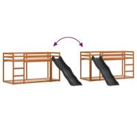 Stapelbed met glijbaan en ladder grenenhout wasbruin 75x190 cm - thumbnail
