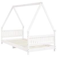 Kinderbedframe 90x200 cm massief grenenhout wit - thumbnail