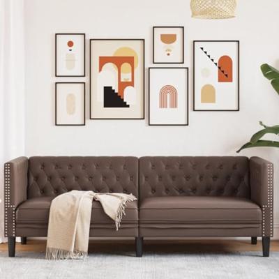Driezitsbank Chesterfield-stijl kunstleer bruin Driezitsbank Chesterfield-stijl kunstleer bruin