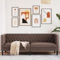 Driezitsbank Chesterfield-stijl kunstleer bruin - thumbnail
