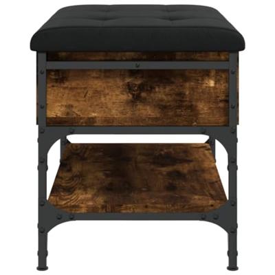 Schoenenbank 62x42x45 cm bewerkt hout gerookt eikenkleurig Schoenenbank 62x42x45 cm bewerkt hout gerookt eikenkleurig