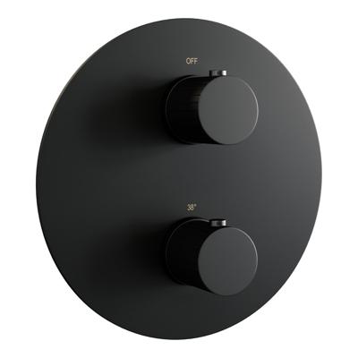 Brauer Stripe 3-weg inbouwthermostaat rond met in- en afbouwdelen mat zwart