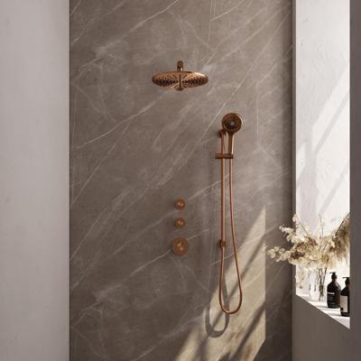 Brauer Copper Edition Thermostatische Regendoucheset Inbouw - Hoofddouche 30 cm - Rechte Wandarm - Handdouche 3 Standen - Doucheslang - Geintegreerde Glijstang