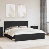 Bedframe met hoofdeinde Zwart 180 x 200 cm Massief grenenhout - thumbnail