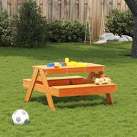 Picknicktafel voor kinderen 88x97x52 cm grenenhout wasbruin - thumbnail