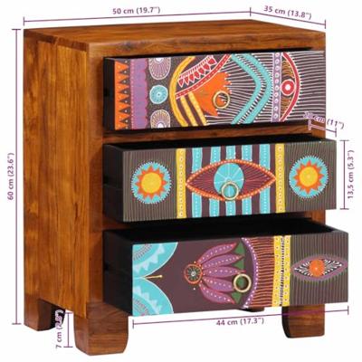 Dressoir 50x35x60 massief acaciahout veelkleurig - thumbnail