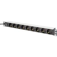 Digitus DN-95437 19 inch 19inch-patchkast Geaarde contactdoos Incl. 2 metalen houders, Overstroombeveiliging Zilver, Zwart - thumbnail