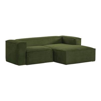 Kave Home Loungebank 'Blok' 240cm, Rib, Rechts, kleur Donkergroen
