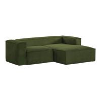 Kave Home Loungebank 'Blok' 240cm, Rib, Rechts, kleur Donkergroen - thumbnail