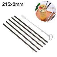 5 STÜCK herbruikbare RVS direct drinken stro + schonere borstel ingesteld Kit 215*8mm(Black) - thumbnail