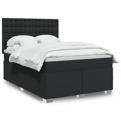 Boxspring met matras kunstleer zwart 140x200 cm