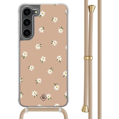 Samsung Galaxy S23 Plus hoesje met beige koord - Sweet daisies Samsung Galaxy S23 Plus hoesje met beige koord - Sweet daisies