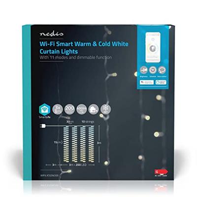 Nedis LED-gordijn Binnen/buiten Energielabel: G (A - G) 180 LED Warmwit