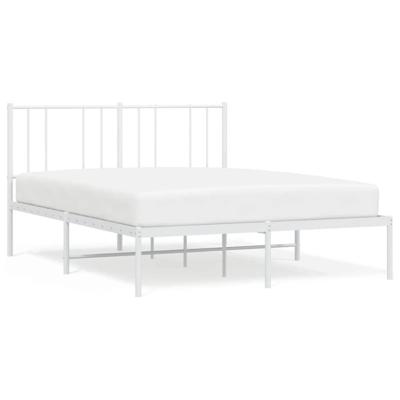 Bedframe met hoofdbord metaal wit 140x200 cm