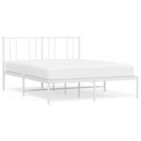 Bedframe met hoofdbord metaal wit 140x200 cm - thumbnail