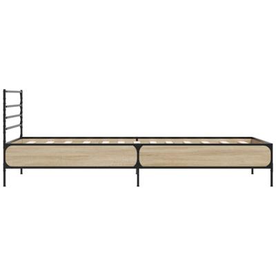 Bedframe bewerkt hout metaal sonoma eikenkleurig 120x200 cm - thumbnail
