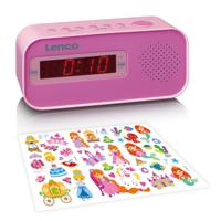Lenco CR-205PK Wekkerradio met Slaaptimer Alarmfunctie met Stickerset Roze - thumbnail