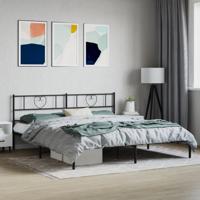 Bedframe met hoofdbord metaal zwart 193x203 cm - thumbnail