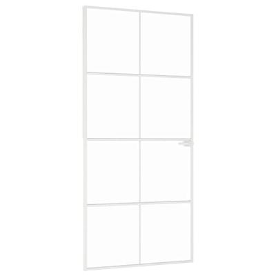 Binnendeur 93x201,5 cm gehard glas en aluminium smal wit