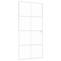 Binnendeur 93x201,5 cm gehard glas en aluminium smal wit - thumbnail