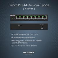 NETGEAR 8-poorts 2,5 GB switch MS308E, multi-gigabit beheerde Ethernet-schakelaar, 5 x 1G en 2,5G-poorten, desktop- of wandmontage - thumbnail