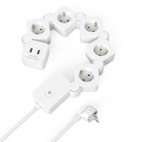 Hama Stekkerdoos 5-voudig USB-A 12W Flexibel Schakelaar 1,4 M Wit - thumbnail