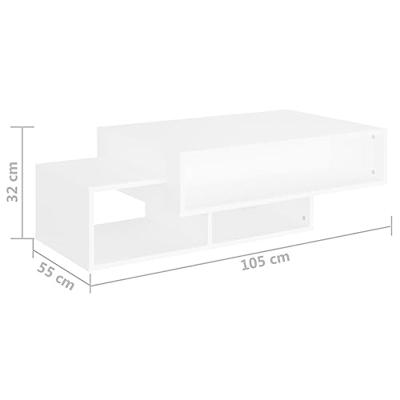 Salontafel 105x55x32 cm bewerkt hout wit
