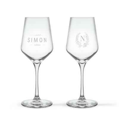 Witte wijnglazen graveren - Kristalglas - 2 stuks