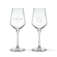 Witte wijnglazen graveren - Kristalglas - 2 stuks - thumbnail