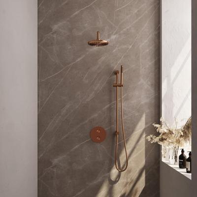 Brauer Copper Edition Thermostatische Regendoucheset Inbouw - Hoofddouche 20 cm - Gebogen Wandarm - 3 Weg - Handdouche Rond - Doucheslang - Geintegreerde Glijstang
