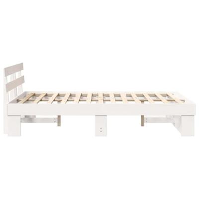 Bedframe met hoofdeinde Wit 135 x 190 cm Massief grenenhout - thumbnail
