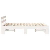 Bedframe met hoofdeinde Wit 140 x 190 cm Massief grenenhout - thumbnail