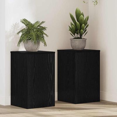 VidaXL Plantenstandaard 2 pcs zwart eiken 30 x 30 x 50 cm bewerkt hout