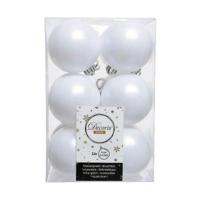 12 onbreekbare kerstballen winterwit 6 cm - thumbnail