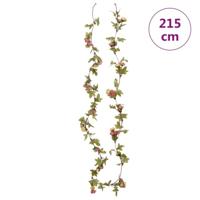 VidaXL Kerstslingers met bloemen 6 st 215 cm roze - thumbnail