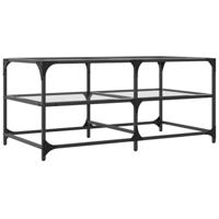 Salontafel met transparant glazen blad 98,5x50x45 cm staal - thumbnail