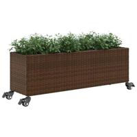 VidaXL Plantenbakken met wielen 2 st 107x32x38 cm poly rattan bruin - thumbnail