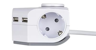 REV 0015400103 Stekkerdoos met schakelaar 2-voudig Wit Platte stekker 1 stuk(s)