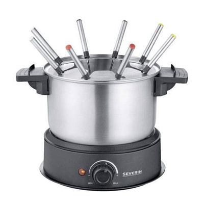 Severin 2470 Fondue 1500 W 8 fonduevorkjes RVS (geborsteld), Zwart