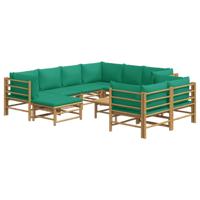 10-delige Loungeset met kussens bamboe groen - thumbnail